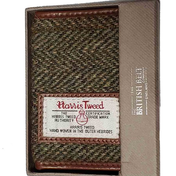 British Belt Company Harris Tweed Wool + Leather ID or Card Wallet